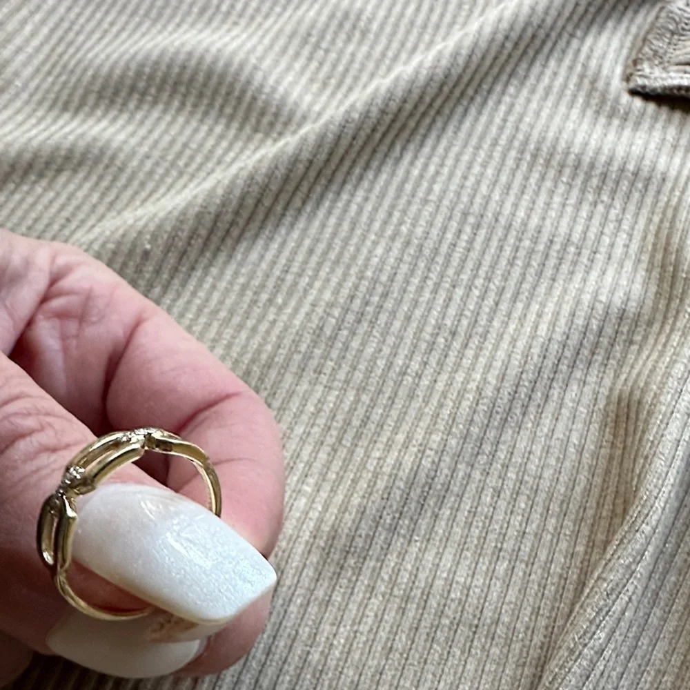Gabriel & Co 14K Yellow Gold Diamond Link Chain Ring - Picture 8 of 8